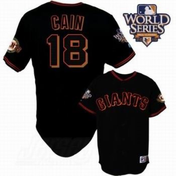 Giants #18 Cain Matt Black Cool Base w/2010 World Series Patch Stitched MLB Jersey Giants #18 Cain Matt Black Cool Base w/2010 World Series Patch Stitched MLB Jersey