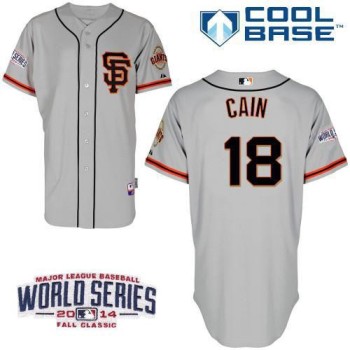 Giants #18 Matt Cain Grey Cool Base Road 2 W/2014 World Series Patch Stitched MLB Jersey Giants #18 Matt Cain Grey Cool Base Road 2 W/2014 World Series Patch Stitched MLB Jersey