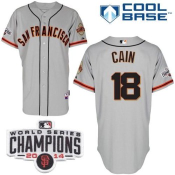 Giants #18 Matt Cain Grey W/2014 World Series Champions Patch Stitched MLB Jersey Giants #18 Matt Cain Grey W/2014 World Series Champions Patch Stitched MLB Jersey