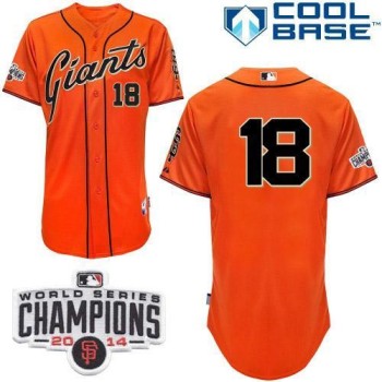 Giants #18 Matt Cain Orange W/2014 World Series Champions Patch Stitched MLB Jersey Giants #18 Matt Cain Orange W/2014 World Series Champions Patch Stitched MLB Jersey