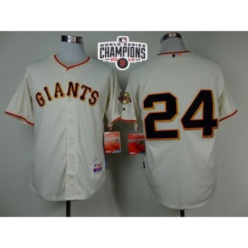 Giants #24 Willie Mays Cream Cool Base W/2014 World Series Champions Patch Stitched MLB Jersey