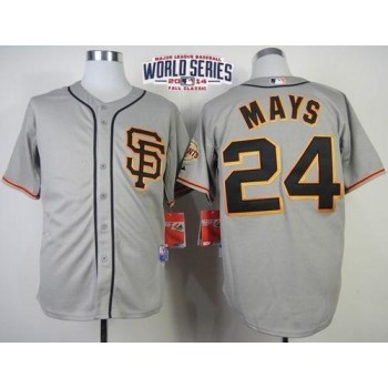 Giants #24 Willie Mays Grey Cool Base Road 2 W/2014 World Series Patch Stitched MLB Jersey