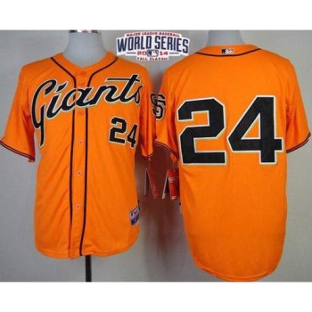 Giants #24 Willie Mays Orange Cool Base W/2014 World Series Patch Stitched MLB Jersey