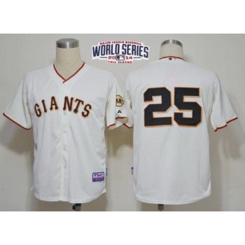 Giants #25 Barry Bonds Cream Cool Base W/2014 World Series Patch Stitched MLB Jersey