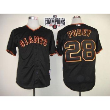 Giants #28 Buster Posey Black W/2014 World Series Champions Patch Stitched MLB Jersey Giants #28 Buster Posey Black W/2014 World Series Champions Patch Stitched MLB Jersey