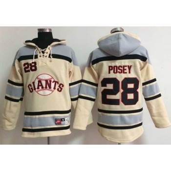 Giants #28 Buster Posey Cream Sawyer Hooded Sweatshirt MLB Hoodie Giants #28 Buster Posey Cream Sawyer Hooded Sweatshirt MLB Hoodie