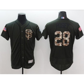Giants #28 Buster Posey Green Flexbase Authentic Collection Salute to Service Stitched MLB Jersey