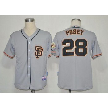 Giants #28 Buster Posey Grey Cool Base 2012 Road 2 Stitched MLB Jersey Giants #28 Buster Posey Grey Cool Base 2012 Road 2 Stitched MLB Jersey