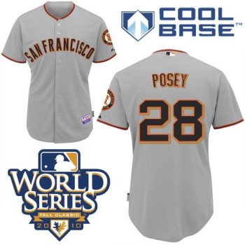 Giants #28 Buster Posey Grey Cool Base w/2010 World Series Patch Stitched MLB Jersey Giants #28 Buster Posey Grey Cool Base w/2010 World Series Patch Stitched MLB Jersey