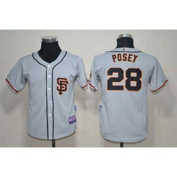 Giants #28 Buster Posey Grey Stitched Youth MLB Jersey Giants #28 Buster Posey Grey Stitched Youth MLB Jersey