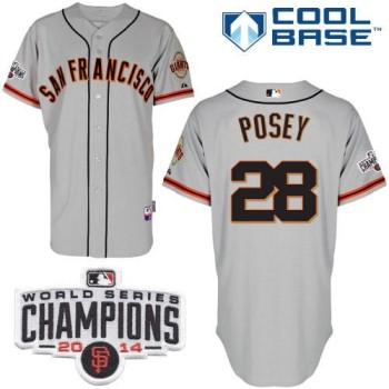 Giants #28 Buster Posey Grey W/2014 World Series Champions Patch Stitched MLB Jersey Giants #28 Buster Posey Grey W/2014 World Series Champions Patch Stitched MLB Jersey
