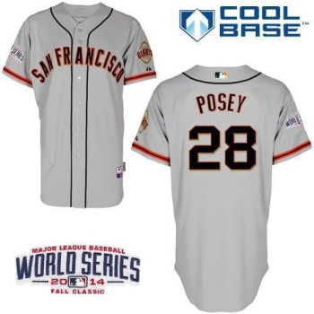 Giants #28 Buster Posey Grey W/2014 World Series Patch Stitched Youth MLB Jersey Giants #28 Buster Posey Grey W/2014 World Series Patch Stitched Youth MLB Jersey