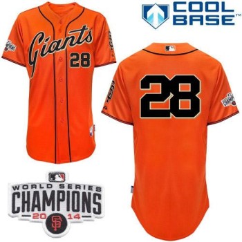 Giants #28 Buster Posey Orange W/2014 World Series Champions Patch Stitched MLB Jersey Giants #28 Buster Posey Orange W/2014 World Series Champions Patch Stitched MLB Jersey