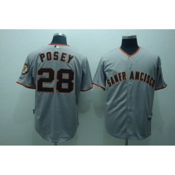 Giants #28 Buster Posey Stitched Grey MLB Jersey Giants #28 Buster Posey Stitched Grey MLB Jersey