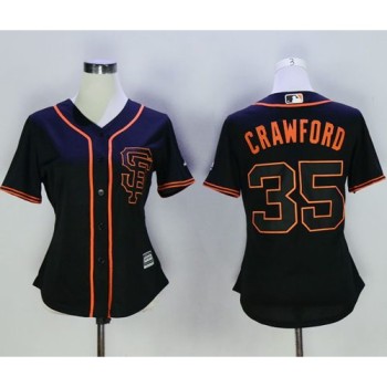 Giants #35 Brandon Crawford Black Alternate Women's Stitched MLB Jersey Giants #35 Brandon Crawford Black Alternate Women's Stitched MLB Jersey