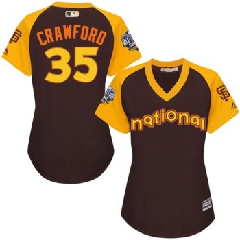 Giants #35 Brandon Crawford Brown 2016 All-Star National League Women's Stitched MLB Jersey Giants #35 Brandon Crawford Brown 2016 All-Star National League Women's Stitched MLB Jersey