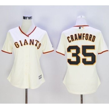 Giants #35 Brandon Crawford Cream Home Women's Stitched MLB Jersey Giants #35 Brandon Crawford Cream Home Women's Stitched MLB Jersey