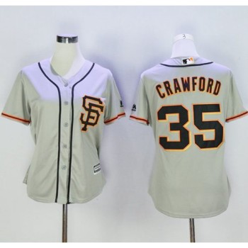 Giants #35 Brandon Crawford Grey Women's Road 2 Stitched MLB Jersey Giants #35 Brandon Crawford Grey Women's Road 2 Stitched MLB Jersey