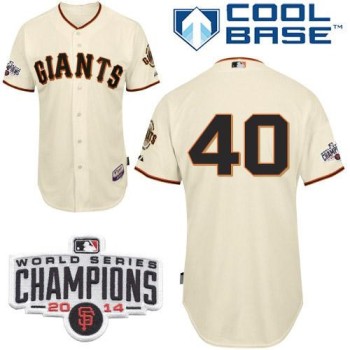 Giants #40 Madison Bumgarner Cream Cool Base W/2014 World Series Champions Patch Stitched MLB Jersey Giants #40 Madison Bumgarner Cream Cool Base W/2014 World Series Champions Patch Stitched MLB Jersey