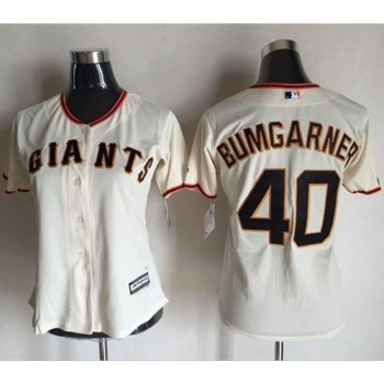 Giants #40 Madison Bumgarner Cream Women's Home Stitched MLB Jersey Giants #40 Madison Bumgarner Cream Women's Home Stitched MLB Jersey
