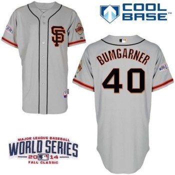 Giants #40 Madison Bumgarner Grey Road 2 Cool Base W/2014 World Series Patch Stitched MLB Jersey Giants #40 Madison Bumgarner Grey Road 2 Cool Base W/2014 World Series Patch Stitched MLB Jersey