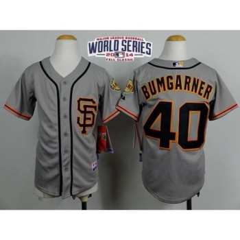 Giants #40 Madison Bumgarner Grey Road 2 Cool Base W/2014 World Series Patch Stitched Youth MLB Jersey Giants #40 Madison Bumgarner Grey Road 2 Cool Base W/2014 World Series Patch Stitched Youth MLB Jersey