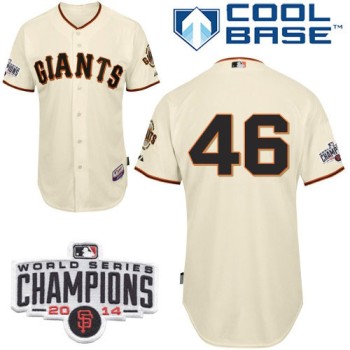 Giants #46 Santiago Casilla Cream Home Cool Base W/2014 World Series Champions Patch Stitched MLB Jersey Giants #46 Santiago Casilla Cream Home Cool Base W/2014 World Series Champions Patch Stitched MLB Jersey