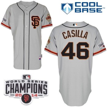 Giants #46 Santiago Casilla Grey Road 2 Cool Base W/2014 World Series Champions Patch Stitched MLB Jersey Giants #46 Santiago Casilla Grey Road 2 Cool Base W/2014 World Series Champions Patch Stitched MLB Jersey