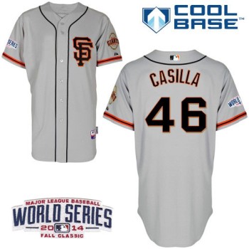 Giants #46 Santiago Casilla Grey Road 2 Cool Base W/2014 World Series Patch Stitched MLB Jersey Giants #46 Santiago Casilla Grey Road 2 Cool Base W/2014 World Series Patch Stitched MLB Jersey