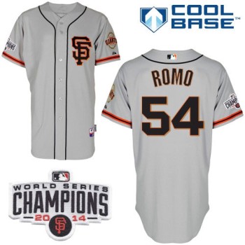 Giants #54 Sergio Romo Grey Road 2 Cool Base W/2014 World Series Champions Patch Stitched MLB Jersey Giants #54 Sergio Romo Grey Road 2 Cool Base W/2014 World Series Champions Patch Stitched MLB Jersey
