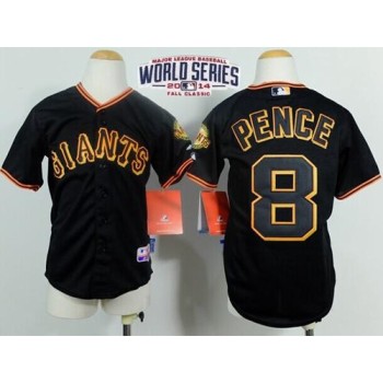 Giants #8 Hunter Pence Black Cool Base W/2014 World Series Patch Stitched Youth MLB Jersey Giants #8 Hunter Pence Black Cool Base W/2014 World Series Patch Stitched Youth MLB Jersey