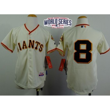 Giants #8 Hunter Pence Cream W/2014 World Series Patch Stitched Youth MLB Jersey Giants #8 Hunter Pence Cream W/2014 World Series Patch Stitched Youth MLB Jersey