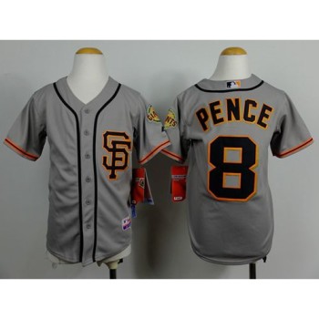 Giants #8 Hunter Pence Grey Road 2 Cool Base Stitched Youth MLB Jersey Giants #8 Hunter Pence Grey Road 2 Cool Base Stitched Youth MLB Jersey