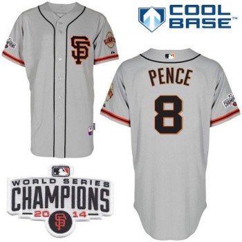Giants #8 Hunter Pence Grey Road 2 Cool Base W/2014 World Series Champions Patch Stitched MLB Jersey Giants #8 Hunter Pence Grey Road 2 Cool Base W/2014 World Series Champions Patch Stitched MLB Jersey