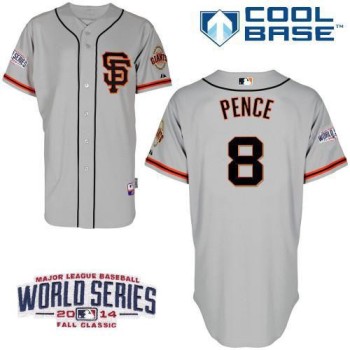 Giants #8 Hunter Pence Grey Road 2 Cool Base W/2014 World Series Patch Stitched MLB Jersey Giants #8 Hunter Pence Grey Road 2 Cool Base W/2014 World Series Patch Stitched MLB Jersey