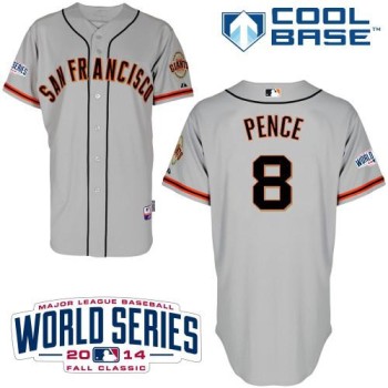 Giants #8 Hunter Pence Grey Road Cool Base W/2014 World Series Patch Stitched MLB Jersey Giants #8 Hunter Pence Grey Road Cool Base W/2014 World Series Patch Stitched MLB Jersey