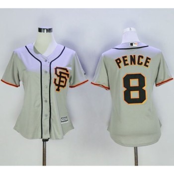 Giants #8 Hunter Pence Grey Women's Road 2 Stitched MLB Jersey Giants #8 Hunter Pence Grey Women's Road 2 Stitched MLB Jersey