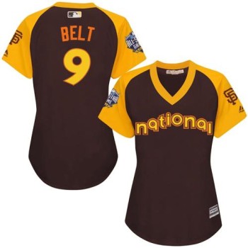 Giants #9 Brandon Belt Brown 2016 All-Star National League Women's Stitched MLB Jersey Giants #9 Brandon Belt Brown 2016 All-Star National League Women's Stitched MLB Jersey