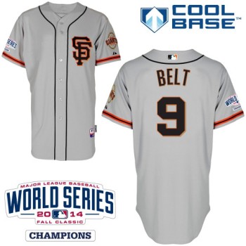 Giants #9 Brandon Belt Grey Road 2 Cool Base W/2014 World Series Patch Stitched MLB Jersey Giants #9 Brandon Belt Grey Road 2 Cool Base W/2014 World Series Patch Stitched MLB Jersey
