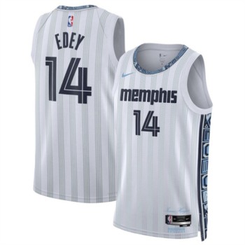 Men's Memphis Grizzlies #14 Zach Edey White 2025/26 City Edition Stitched Basketball Jersey