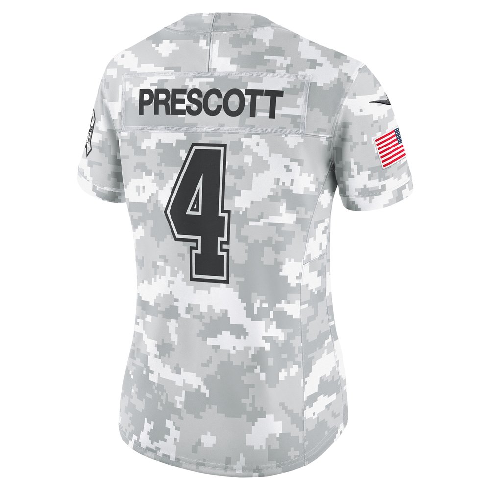 Women's Dallas Cowboys Dak Prescott Arctic Camo 2024 Salute to Service Limited Jersey Women's Dallas Cowboys Dak Prescott Arctic Camo 2024 Salute to Service Limited Jersey