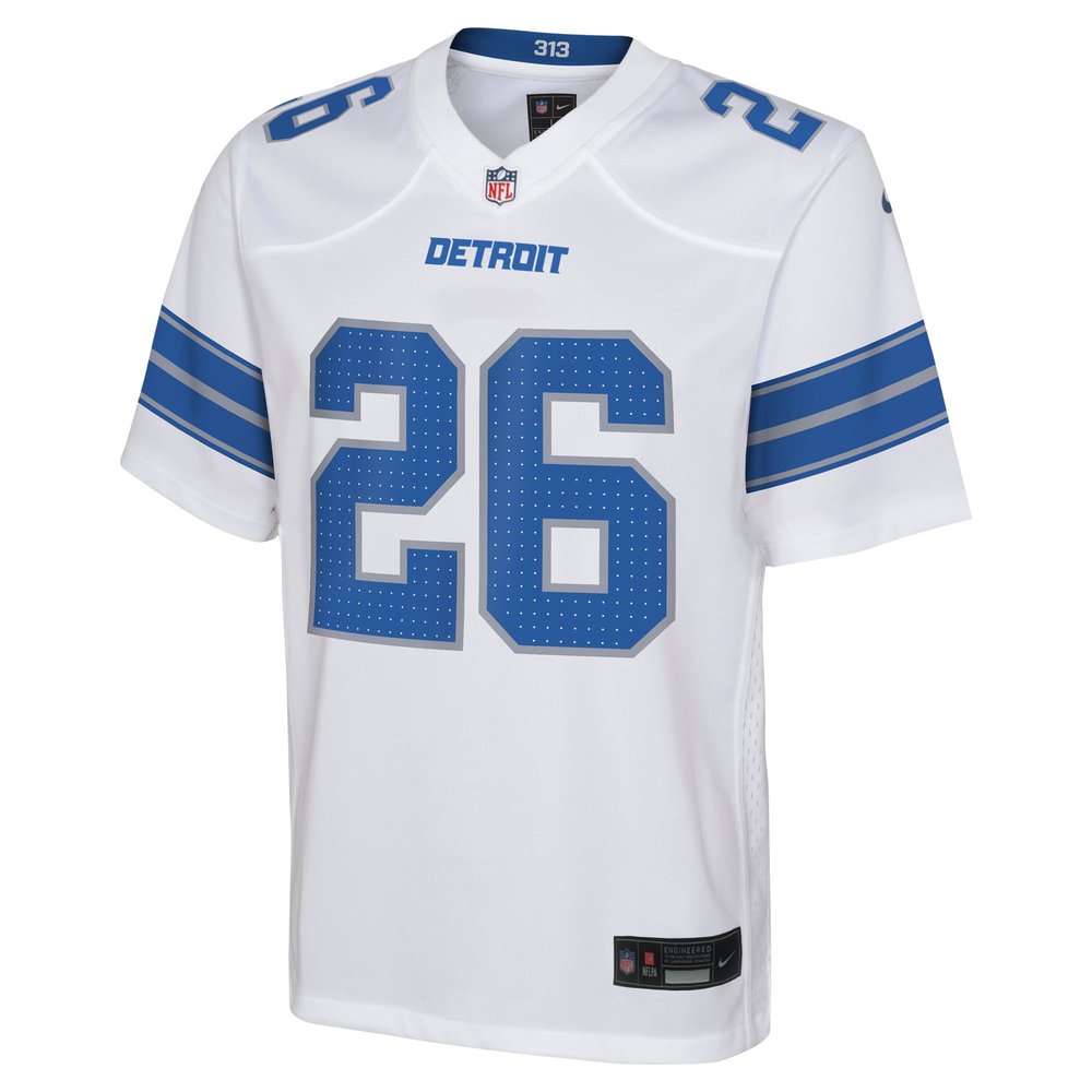Youth Detroit Lions #26 Jahmyr Gibbs White Player Game Jersey Youth Detroit Lions #26 Jahmyr Gibbs White Player Game Jersey