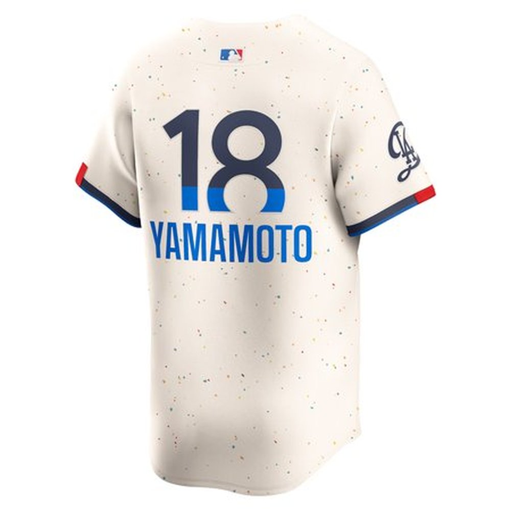 Men's Los Angeles Dodgers #18 Yoshinobu Yamamoto Cream 2024 City Connect Limited Player Jersey