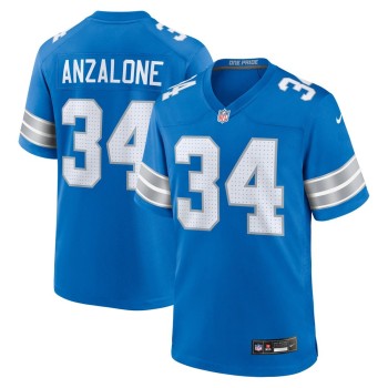 Men's Detroit Lions Alex Anzalone Blue Game Jersey Men's Detroit Lions Alex Anzalone Blue Game Jersey