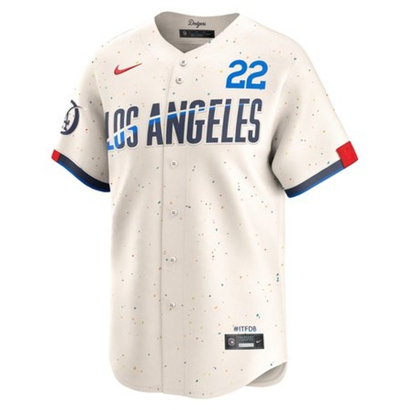 Men's Los Angeles Dodgers #22 Clayton Kershaw Cream 2024 City Connect Limited Player Jersey Men's Los Angeles Dodgers #22 Clayton Kershaw Cream 2024 City Connect Limited Player Jersey