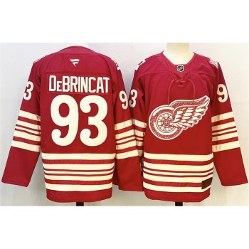 Youth Detroit Red Wings #93 Alex DeBrincat Red 2025-26 Centennial Premium Stitched Hockey Jersey