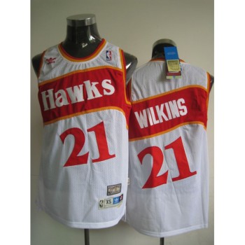 Hawks #21 Dominique Wilkins White Stitched Throwback NBA Jersey Hawks #21 Dominique Wilkins White Stitched Throwback NBA Jersey