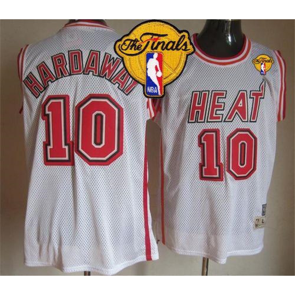 Heat #10 Tim Hardaway White Throwback Finals Patch Stitched NBA Jersey