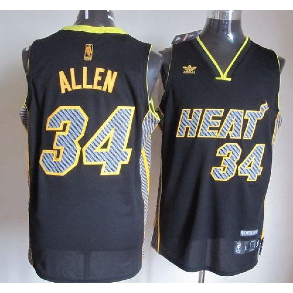 Heat #34 Ray Allen Black Electricity Fashion Stitched NBA Jersey