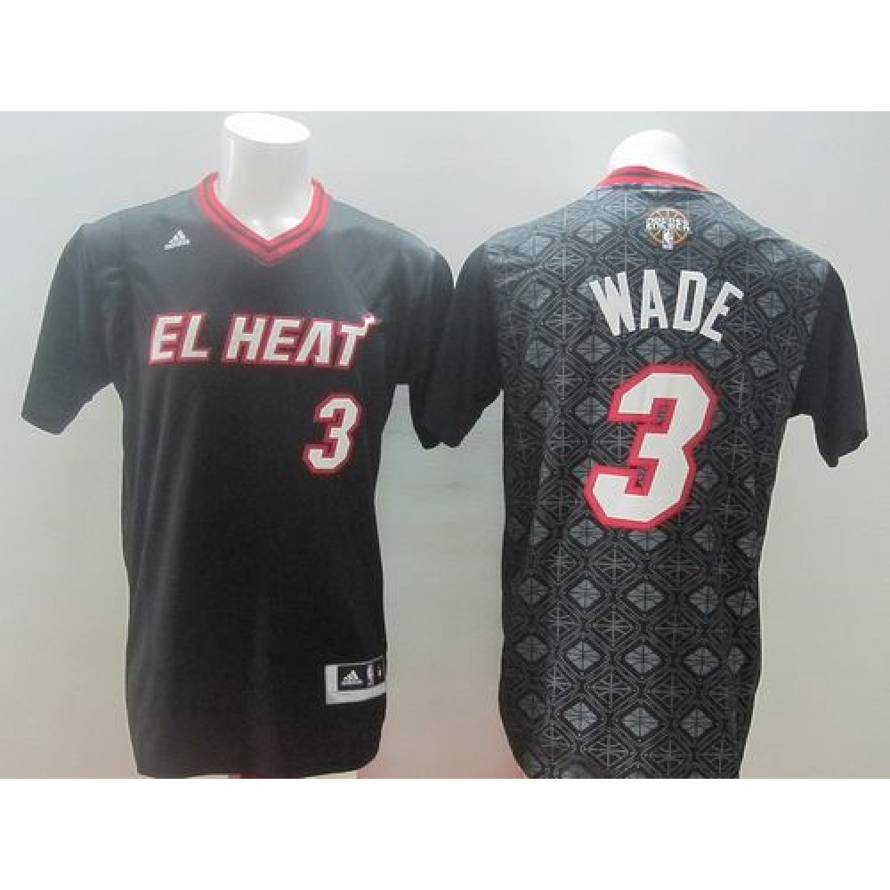 Heat #3 Dwyane Wade Black New Latin Nights Stitched NBA Jersey